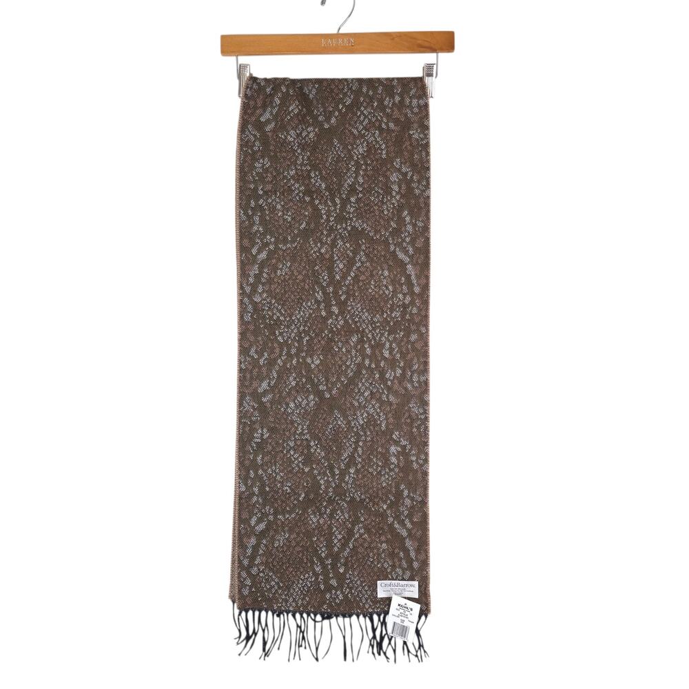Croft‎ & Barrow Scarf Taupe Brown Acrylic Knit Fringe Winter Cozy Classiccore